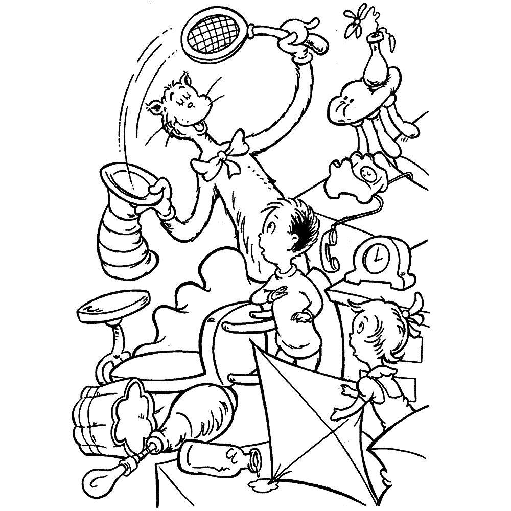 Plansa de colorat cu Cat in the hat 4 38